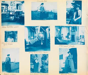(CYANOTYPES) An album with approximately 570 photographs, all cyanotypes, depicting a womens college, perhaps Radcliffe.
